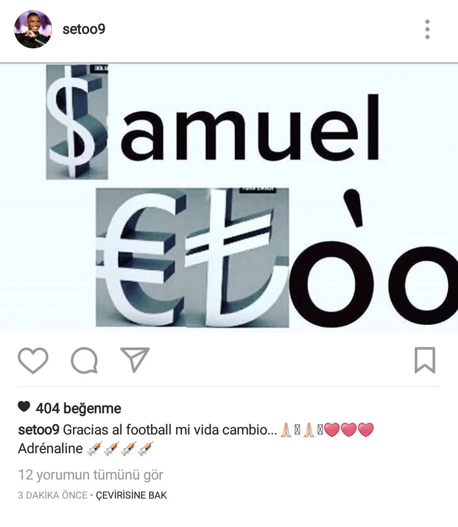 Eto’o’dan o paylaşıma cevap!